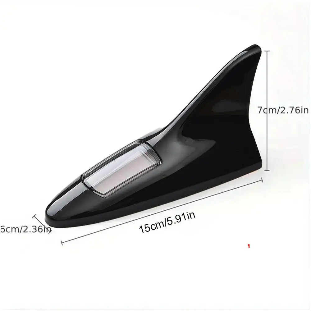 2024 New Universal Auto Car Led Warning Lamp Solar Powered Shark Fin Antenna Decorative Warning Signal Tail Light