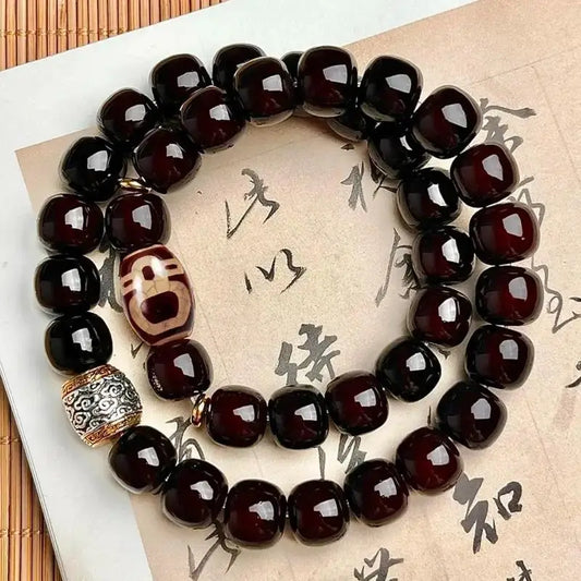 Old Natural Bodhi Root Beads 2 Layers Bracelet for Women Men Buddhist Buddha Mala Prayer Wood Hand Reduce Pressure Jewelry