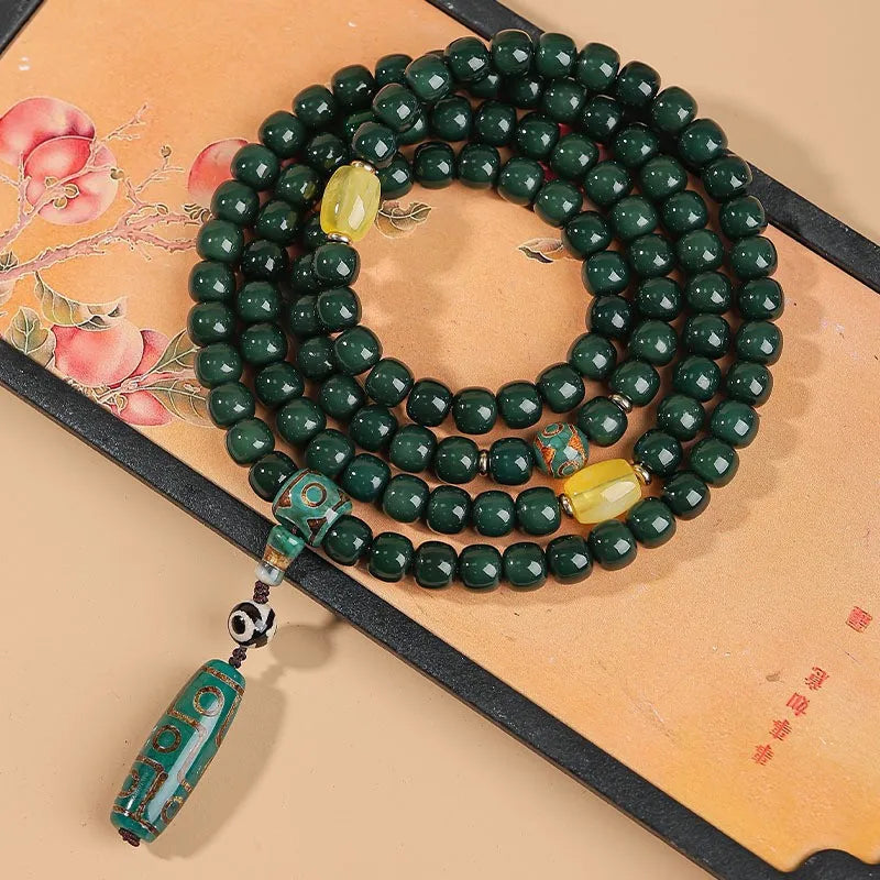 Old Natural Bodhi Root Beads 2 Layers Bracelet for Women Men Buddhist Buddha Mala Prayer Wood Hand Reduce Pressure Jewelry