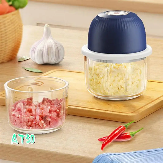 Electric Garlic Chopper Food Chopper Cordless Mini Garlic Gadgets Onion Garlic Veg Cutter Garlic Press Crusher-AT30