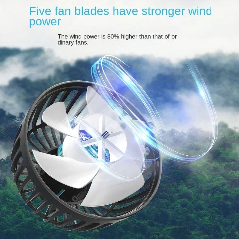 Car Seat Back Cooling Fan USB Charge Dual Head Fan 360 Degree Rotation Portable Cooler 3-Speed Super Wind Car Accessories