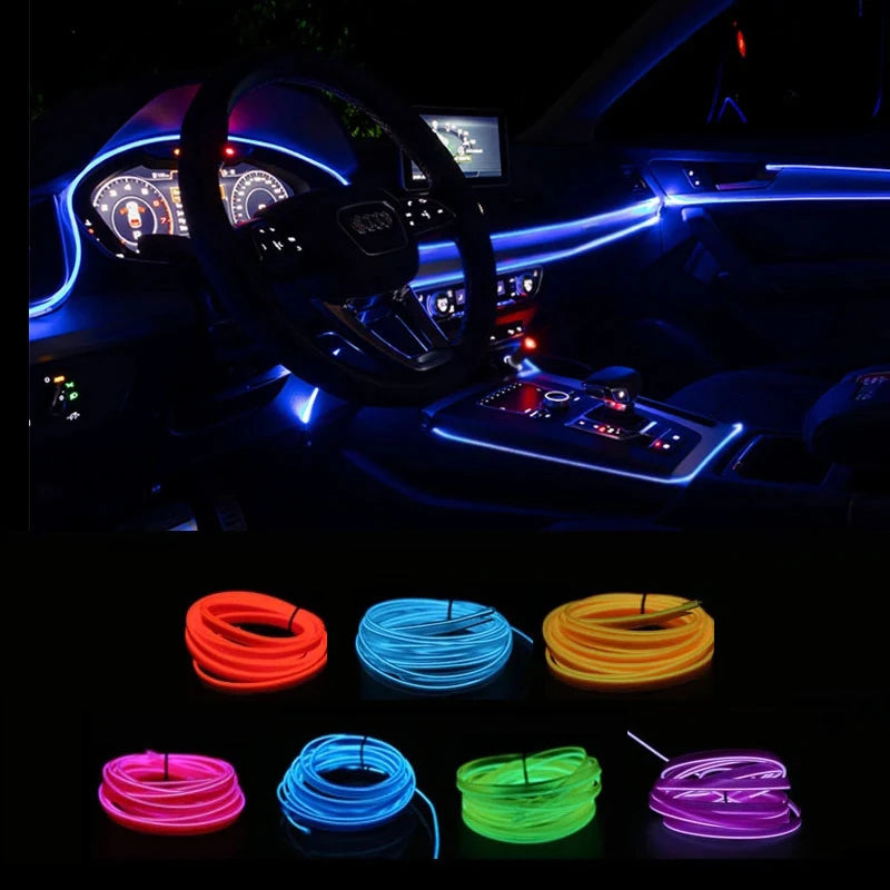 Car Interior Decorative Lamps Strips Atmosphere Lamp Cold Light Decorative Dashboard Console Auto LED Ambient Lights Accessories